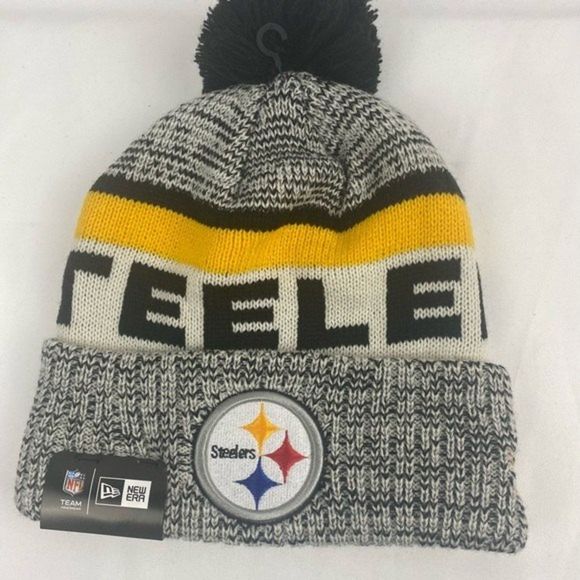 Pittsburgh Steelers New Era NFL Sideline Sport Pom Cuffed Knit Hat // NEW - Picture 3 of 6